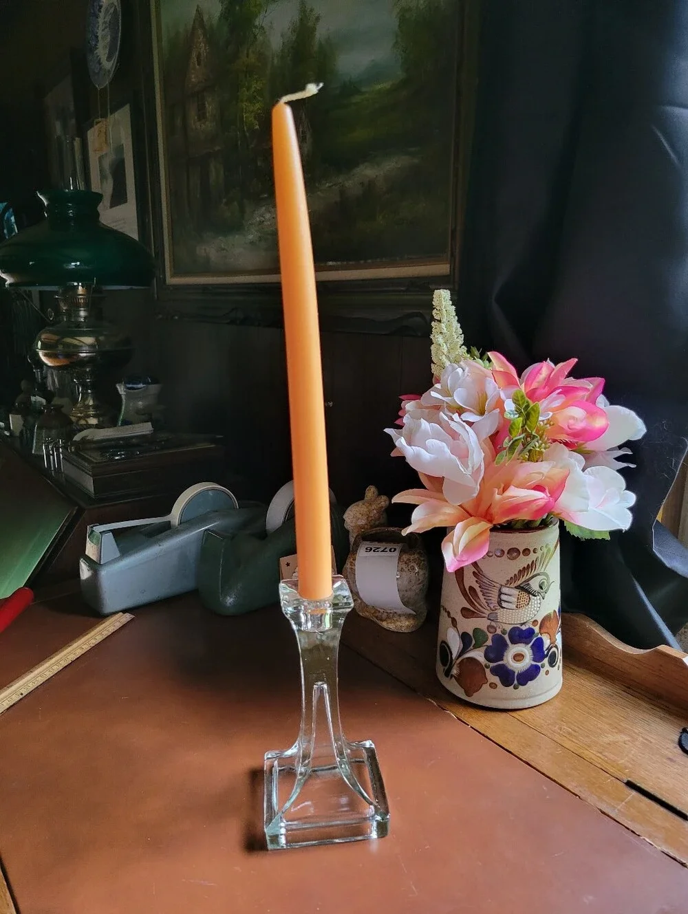 Pressed Clear Glass Candlestick
